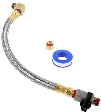 OSOLADY 1/4 Npt Messing Schnellanschluss Kugelhahn Ablassventil Satz Mit Winkelstück Verlängerte Tankentleerung Kompressor Zubehör Für Druckluftgeräte