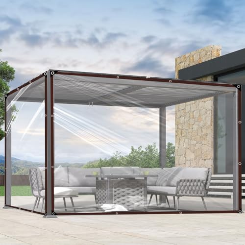 DBREAKS Lona Impermeable Transparente con Ojales, 3 x 5 m, Lonas Impermeables Exterior Transparente, para Exterior Terraza, Muebles de Jardín, Aislamiento de Plantas, con Cuerda