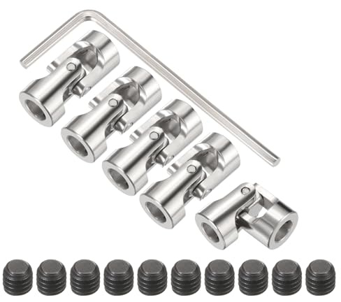 MECCANIXITY 5Pcs 6mm to 6mm ID Steering Universal Joint Shaft Coupling,L23XD11 Metal 45°Degree Rotatable Joints Coupler with Screws Wrench Set for Model Car Ship Drive Shaft Motor Connection