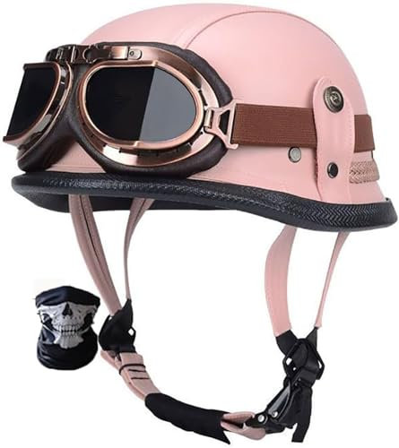 Casque Moto Vintage, Casques Jet avec Visière Casques Bols Homologué ECE Casque Mobylette Casque Trottinette Rétro Demi Casque Moto Vélo Scooter Chopper pour Adultes Homme Et Femme 4,M=57-58cm