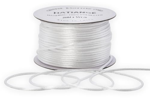 2 mm tjock vit satäng rotting snöre för smyckestillverkning armband halsband pärltråd makramé kinesisk knut hantverk – 55 meter