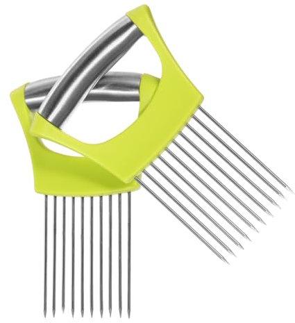 MUCKLILY 2pièces Coupe- Acier Inoxydable Support Pour Oignons Et Légumes Outil De Cuisine Pour Couper Citrons Et Pommes De Terre