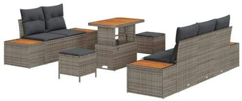 vidaXL Trädgårdsoffset 8 pcs Grå konstrotting, Trädgård och terrass, modern rattan-soffa, utesoffa, modulär möbel, perfekt för avkoppling och komfort