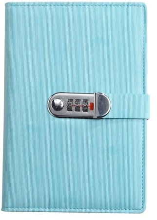 NihaoWXM Lock Diary A5 Retro Password Book with Lock Sub-password Lock Notebook(Blue)
