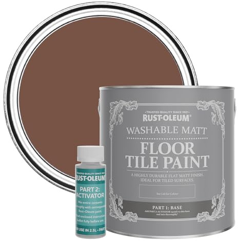 Rust-Oleum Black Washable Matt Floor Tile Paint - Faded Ember 2.5L