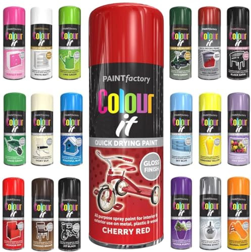Spray Paint Cherry Red Gloss Aerosol 400ml Cans - Quick Dry, All Purpose Spray Paint for Interior and Exterior Ideal for Wood, Metal, Plastic, Indoor & Outdoor Use