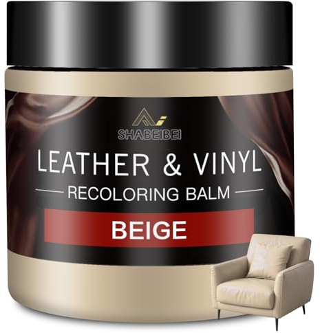 SHABEIBEI Kit de Réparation Cuir Beige, 200ml – Entretien Cuir pour Canapés, Meubles en Cuir, Sièges de Voiture et Sacs, Réparation de Rayures & Peinture pour Cuir Synthétique et Véritable