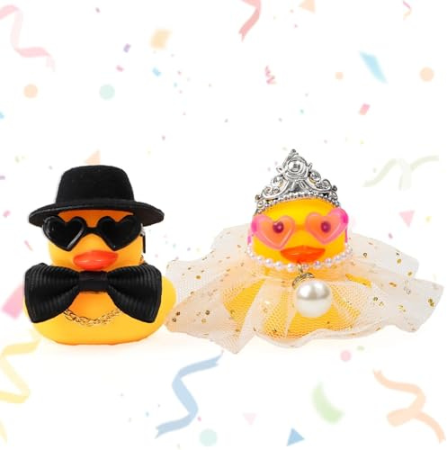 AKONE 2 Stück Quietscheente Hochzeitspaar, Hochzeitsgeschenke für Brautpaar, Lustiges Paar Gummiente, Mini Braut und Bräutigam Ente für Zeremonie, Hochzeit Heiratssegen, Geschenk Hochzeit