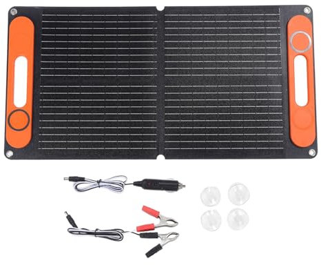 ETFE - Panel solar plegable de 80 W, doble puerto USB, portátil, energía móvil para acampar al aire libre, senderismo, placa solar plegable, dispositivo de carga de batería