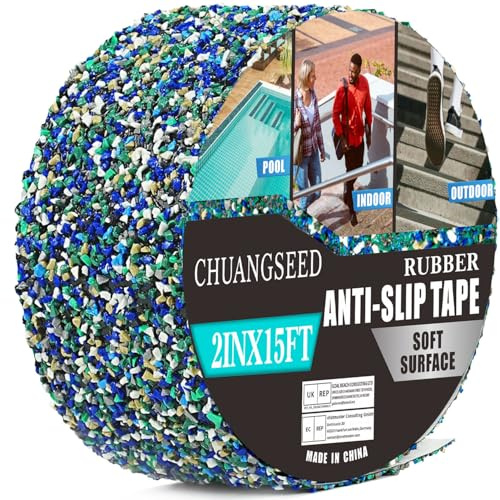CHUANGSEED Blue Heavy Duty Anti Slip Tape 5cm x 4.5m (2 x 15Ft) grip Tape Outdoor/Indoor Waterproof, Safety Anti-Slip Tape for Stair Tread Traction,Trail,Bathroom,Tubs,Boats