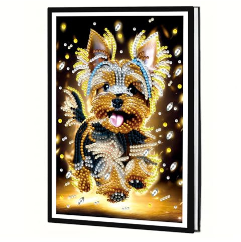JICFDAO Diamantmålning, anteckningsbok, hund, 14,5 x 21 cm, diamantmålning, anteckningsbok, hund, kristallkonst, anteckningsböcker, A5, tom dagbok, block, anteckningsbok, diary skissbok för