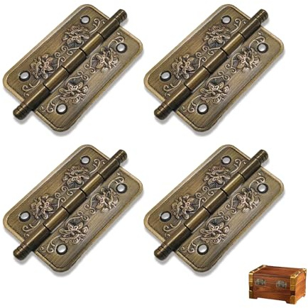 Ztolbriy Vintage Hinges Cabinet Hardware, Antique Bronze Decorative Hinge for Installation On Wine Cabinets, Wooden Doors and Bookcases