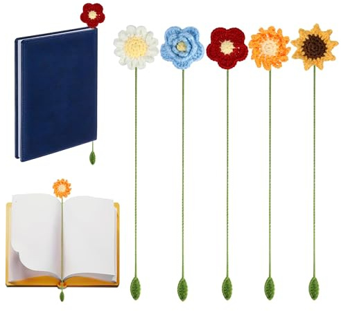 5PCS Sunflower Bookmarks for Book Lovers, Handmade Pressed Flower Book Page Holder Clip, Unique Birthday Gifts for Women, Teachers, Readers