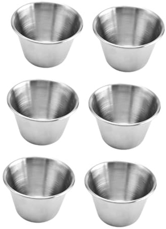 SHINEOFI 6 pièces Coupelles Inox Sauce Tasses à Condiments pour Dips Stockage Moutarde Sauces et Apéritifs Résistant Acier pour Maison et Barbecue