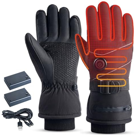 Fenayuu Beheizte Arbeitshandschuhe - 3 Modi Einstellbare Elektrische Handschuhe Mit Vollen Fingern,Touchscreen Handwärmer Fäustlinge Für Radfahren Arbeiten Outdoor Schnee Ski - Frauen Männer