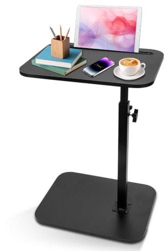 Beistelltisch C Form, 360° Rotierbarer und Höhenverstellbar Sofatisch, Couchtisch, Wohnzimmertisch, Kaffeetisch Side Table Sofa Table Betttisch für Schlafzimmer Bett Bett und kleine Räume (Schwarz)