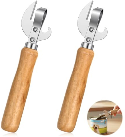 JJUNW 2pcs Stainless Steel Can Opener Manual, Old Fashioned Can Opener & Tin Opener and Corkscrew for Restaurant Home Camping