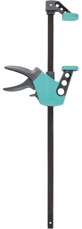Wolfcraft Einhandzwinge Easy 75 - 500 mm 3023000 / Einfaches Spannen und Lösen der Zwinge mit nur einer Hand - ideal für den Heimwerker / Spannkraft von starken 90 kg, Grün, 75/500mm