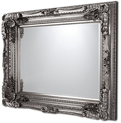 Barcelona Trading Carved Louis Mirror Silver Frame Wall Hallway Living Room, 122 x 90