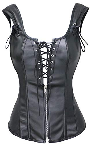 Bslingerie® Damer konstläder läderutseende corsage corsagen, Svart (overbust), XXL