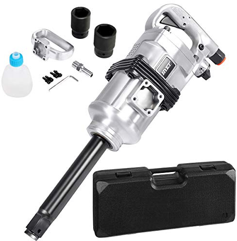 Goplus 1” Impact Wrench, Air Impact Gun with 1-1/2 & 1-5/8 Sockets, 6 Inch Extended Anvil, 1/2 NPT Air Inlet, Carrying Case, Pneumatic Impact Gun for Car Truck Tire, Max Torque Output 1900 ft