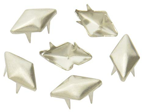 GETMORE Parts Ziernieten, Schmucknieten, Motivnieten, Strassniet, Messing, rostfrei, Silber vernickelt - ab 100 Stück (Diamant/Raute, 10 x 8 mm)