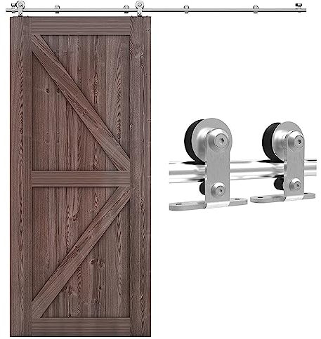 CCJH 152CM/5FT Quincaillerie De Porte Coulissante Kit Porte Coulissante Rail Acier inoxydable