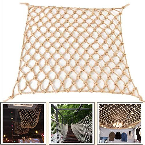 BZPOVB Anti-Fall-Netz Jute-Hanf-Netz - Natürliches Hanf-Seil-Netz Jute-Schnur-Netznetz Balkon Anti-Fall-Netz Hintergrund Wanddekor Netz Verschleißfestes Hanf-Netz (Size : 1×2m)