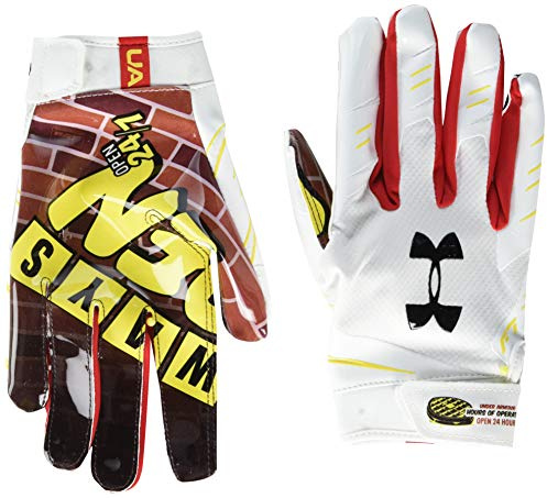 Under Armour Men's F7 Novelty Football Gloves , White (104)/Metallic Faded Gold , XX-Large