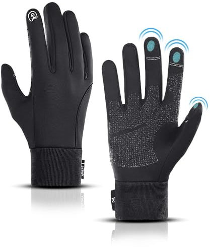 LERWAY Guanti invernali caldi con touch screen neri per uomo donna guanti antiscivolo antivento guanti per sport corsa guida mountain bike arrampicata escursionismo resistente all'acqua (nero-S)