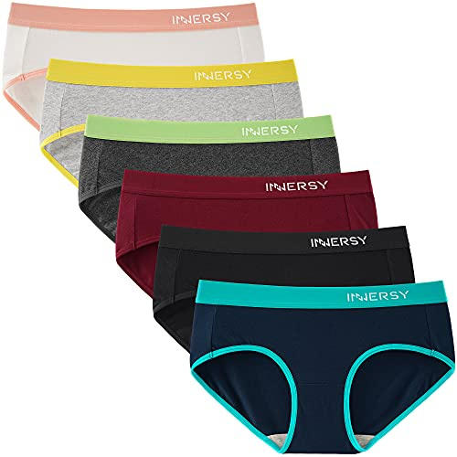 INNERSY Slip Donna Cotone Vita Media Mutandine Sportivi Intimo Comode Ragazza 14 Anni Pacco da 6 (M, Multicolore Sportivo)
