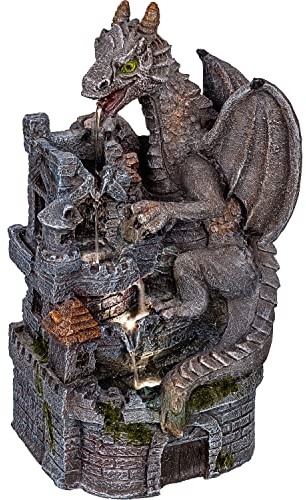 STILISTA Gartenbrunnen Drache 50 x 34 x 23 cm, mit LED Beleuchtung, inklusive Pumpe
