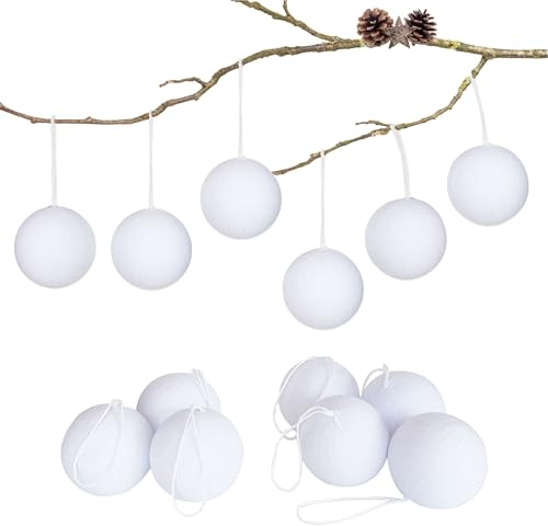 Papierdrachen Weihnachtskugeln zum Selbstbemalen in Pappmaché-Optik - tolle Bastelidee - Festliche Weihnachtsdekoration zum Selbermachen 2026 - Christbaumkugeln - weiß