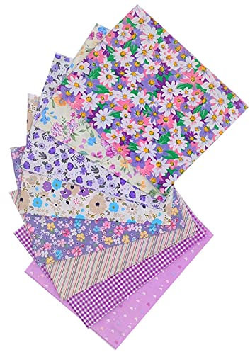 Uposao 8 Stück Baumwollstoff, 50x50cm Patchwork Stoffe Paket für mundschutzmasken zum Nähen Quilten DIY Dekoration Basteln Handwerken DIY Stoffstücke für Alle Arten von Kleinen Handgemachten,Lila