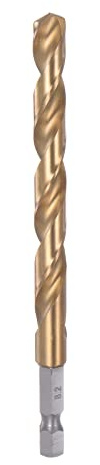 sourcing map 1/4 Hexagonal Vástago Taladro 8, 2mm Titanio Taladro Brocas | Juego M35 Alta Velocidad Acero Helicoidal Taladro 115mm Largo, para Madera Inoxidable Acero Metal