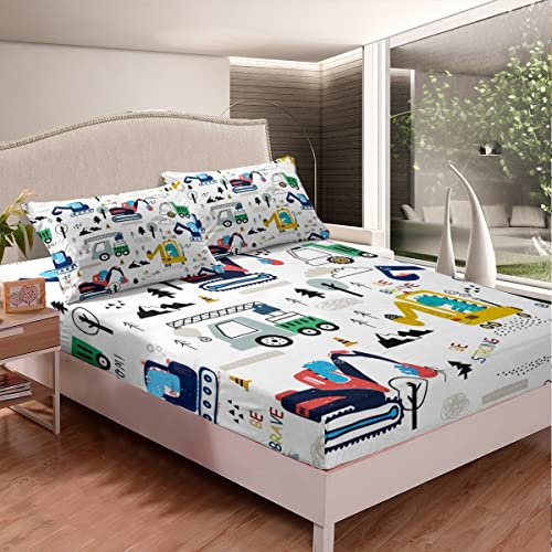 Juego de sábanas bajeras con patrón de Animales para Excavadora, Ropa de Cama de vehículos de construcción, sábana Bajera de Dinosaurio, Juego de sábanas para niños, niñas y Adultos, sin sábana encim