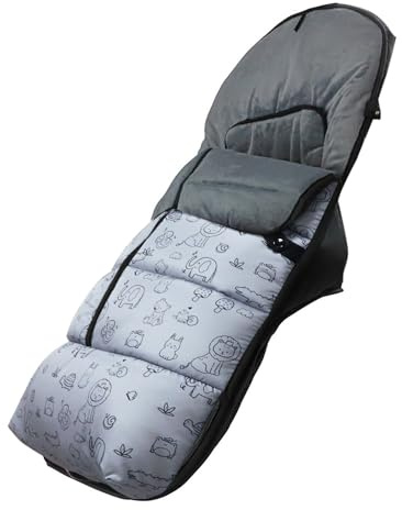 Various - Saco Silla Paseo Universal, Saco de Carro Bebé Invierno Impermeable y Transpirable Cabezal Ajustable Unisex (Animales Gris)