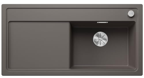 BLANCO ZENAR XL 6 S, SILGRANIT gris volcánico, tipo de montaje: instalación desde arriba, lavabo principal a la derecha, con mando a distancia, sin accesorios, armario inferior de 60, lavabo grande,