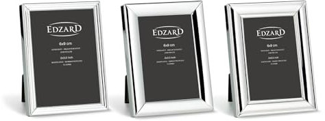 EDZARD 3er-Set Bilderrahmen Joline für Fotos 6 x 9 cm, 3 verschiedene Designs, edel versilbert, anlaufgeschützt