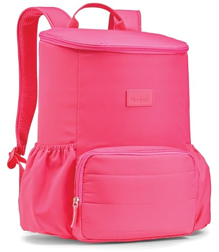 Fit & Fresh Insulated Backpack Cooler – Leak-Proof, Waterproof Beach & Travel Bag for Women, 24 Can Capacity Picnic & Cooler Bag, Hot Pink