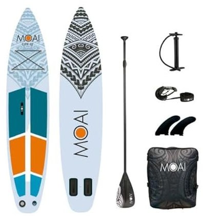Campsup SUP Moai 12'0 Compact Aufblasbares Stand Up Paddle Board | 366 x 84 x 15 cm | Surfboard für Einsteiger & Fortgeschrittene mit zubehör | Tragkraft bis 160Kg