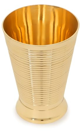 Zap Impex Messingbecher 350 ml | Trinkgeschirr aus Messing | Schweres Lassi-Glas | Großer Becher für Wasser, Milch, Saft, Erfrischungsgetränke | Mehrzweck-Trinkglas (1)