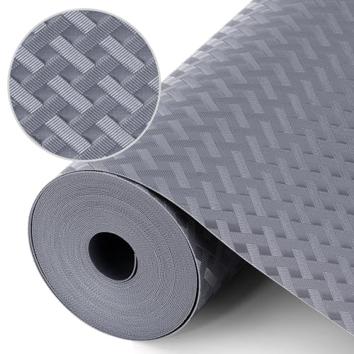 Origuuds Hyllfoder, icke-självhäftande lådfoder, vattentätt och oljesäkert köksskåp, skåpunderlägg, plast, EVA-material, BPA-fritt kylskåpsfoder, mattor, pappersskydd för hyllor (grå/50 cm x 600 cm)