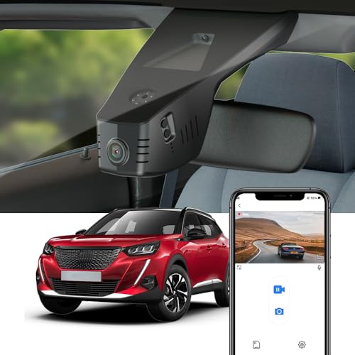 Fitcamx Dashcam 4K Kompatibel mit Peugeot 2008 e-2008 2019-2025 2nd Gen (HD2-9366), OEM Autokamera UHD 2160P Video WiFi, Loop-Aufnahm, G-Sensor, WDR Dashcam mit akku, Plug & Play, 64GB Karte