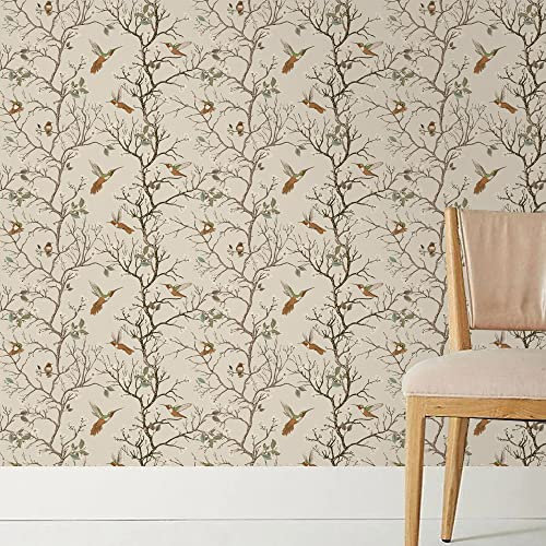 Carta Adesiva Per Mobili Uccello Beige Carta Da Parati Autoadesiva - Carta Da Parati Camera Da Letto Impermeabile Pvc Per Mobili Cucina Armadio - Carta Da Parati Adesiva Muro 40X100CM