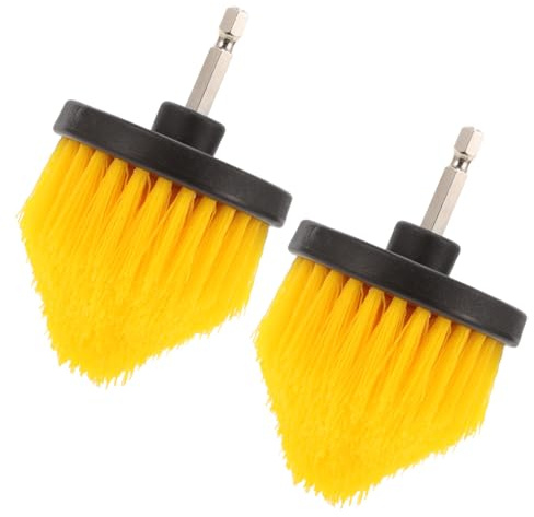 Healeved 2pcs Drill Cleaning Brush Attachment Set with Stiff Pp and Steel Bristles for Efficient Cleaning, Easy-to-install Scrub Brush Heads Suitable for Kitchen, Bathroom, Tile,