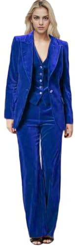 Botong 3 PC Womens Velvet Suit One Button Office Work Outfit Womens Pants Suit Prom Tuxedos