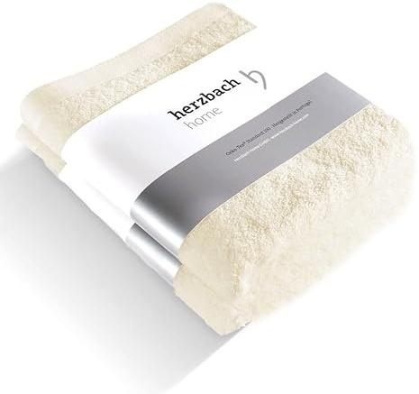 herzbach home Handtücher Pura 50x100 cm 2er Set 100% Baumwolle | extra weich und saugstark, langlebig und pflegeleicht, mit Aufhänger, gehobene Gramatur 550 gsm, Hergestellt in Porugal