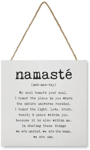 Knibeo Namaste Decor Wanddekoration, Holzschild, Wandbehang, Yoga-Raumdekoration, Holzschild zum Aufhängen, 12,7 x 12,7 cm, spirituelle Raumdekoration, Meditationsraumdekoration, Yoga-Wandkunst,