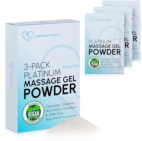 Polvere Gel Massaggio Nuru Giapponese Platinum 3x5g, Resa 1,5 Litri | Formula neutra per miscele personali, Giappone. Vegana, senza profumo, parabeni o glicerina. Base acqua, 3 bustine
